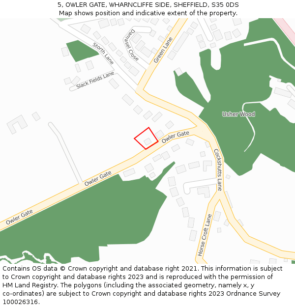 5, OWLER GATE, WHARNCLIFFE SIDE, SHEFFIELD, S35 0DS: Location map and indicative extent of plot