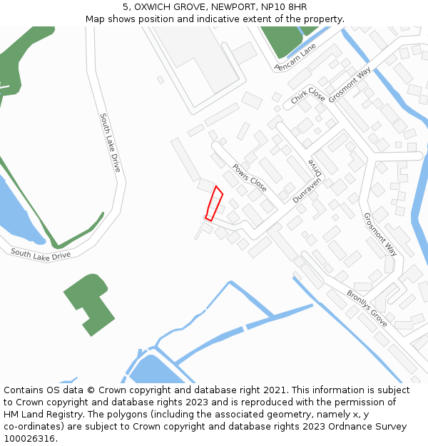 5, OXWICH GROVE, NEWPORT, NP10 8HR: Location map and indicative extent of plot