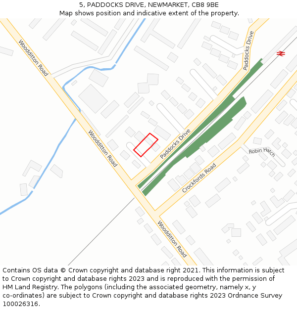 5, PADDOCKS DRIVE, NEWMARKET, CB8 9BE: Location map and indicative extent of plot