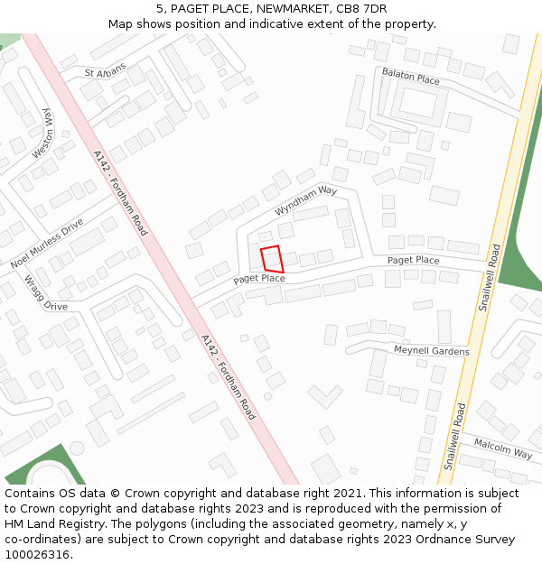 5, PAGET PLACE, NEWMARKET, CB8 7DR: Location map and indicative extent of plot