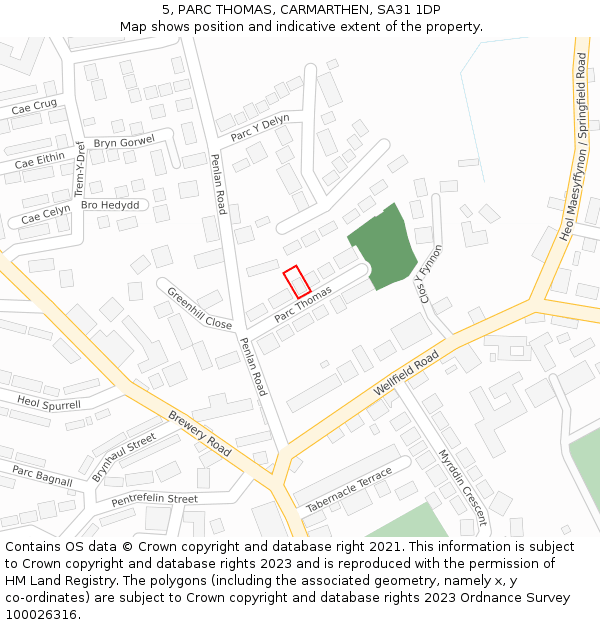 5, PARC THOMAS, CARMARTHEN, SA31 1DP: Location map and indicative extent of plot