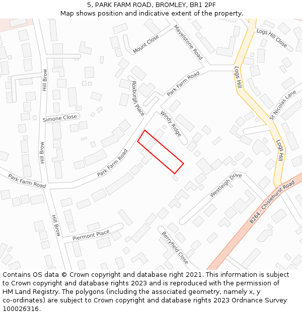 5, PARK FARM ROAD, BROMLEY, BR1 2PF: Location map and indicative extent of plot