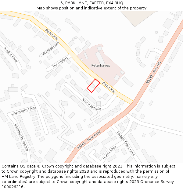 5, PARK LANE, EXETER, EX4 9HQ: Location map and indicative extent of plot