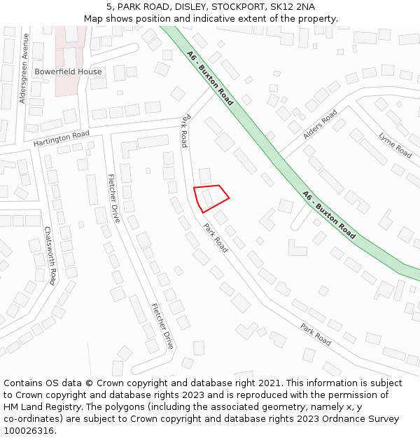 5, PARK ROAD, DISLEY, STOCKPORT, SK12 2NA: Location map and indicative extent of plot