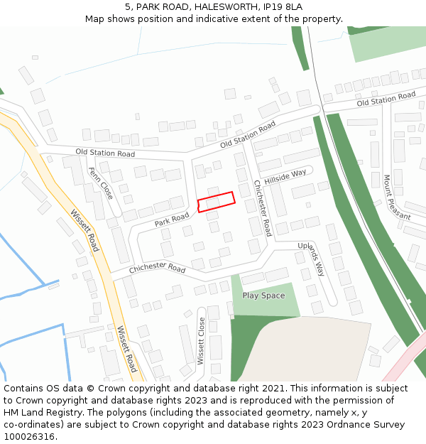 5, PARK ROAD, HALESWORTH, IP19 8LA: Location map and indicative extent of plot