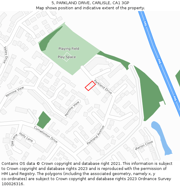 5, PARKLAND DRIVE, CARLISLE, CA1 3GP: Location map and indicative extent of plot