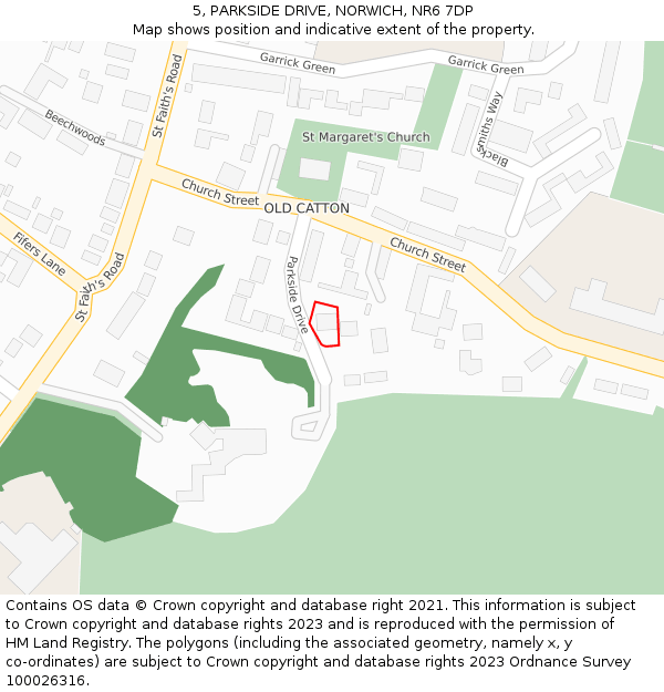 5, PARKSIDE DRIVE, NORWICH, NR6 7DP: Location map and indicative extent of plot