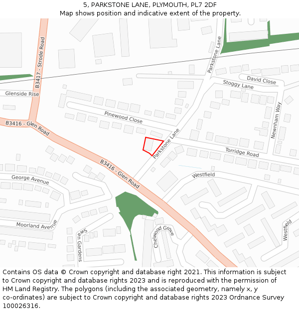 5, PARKSTONE LANE, PLYMOUTH, PL7 2DF: Location map and indicative extent of plot