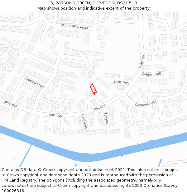 5, PARSONS GREEN, CLEVEDON, BS21 5HR: Location map and indicative extent of plot