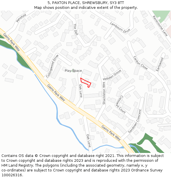 5, PAXTON PLACE, SHREWSBURY, SY3 8TT: Location map and indicative extent of plot