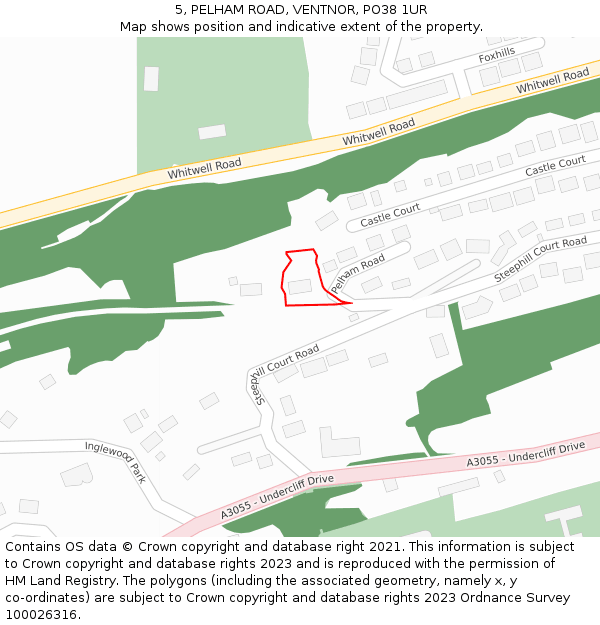 5, PELHAM ROAD, VENTNOR, PO38 1UR: Location map and indicative extent of plot