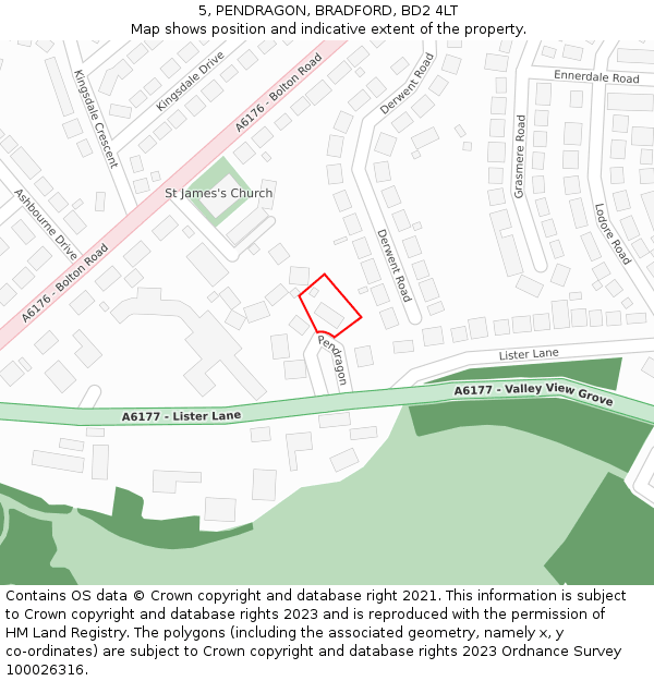 5, PENDRAGON, BRADFORD, BD2 4LT: Location map and indicative extent of plot