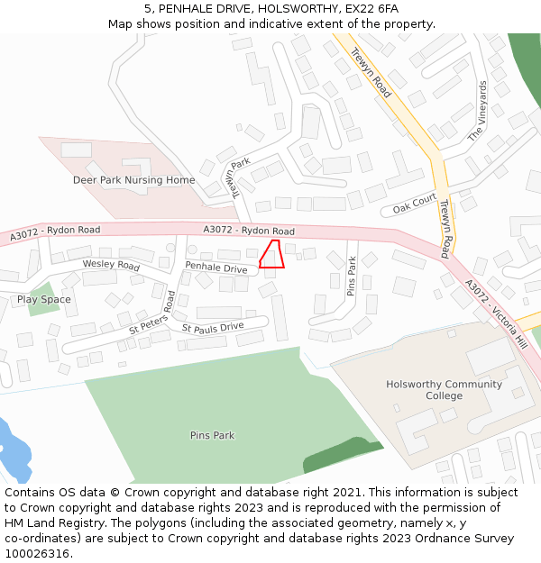 5, PENHALE DRIVE, HOLSWORTHY, EX22 6FA: Location map and indicative extent of plot