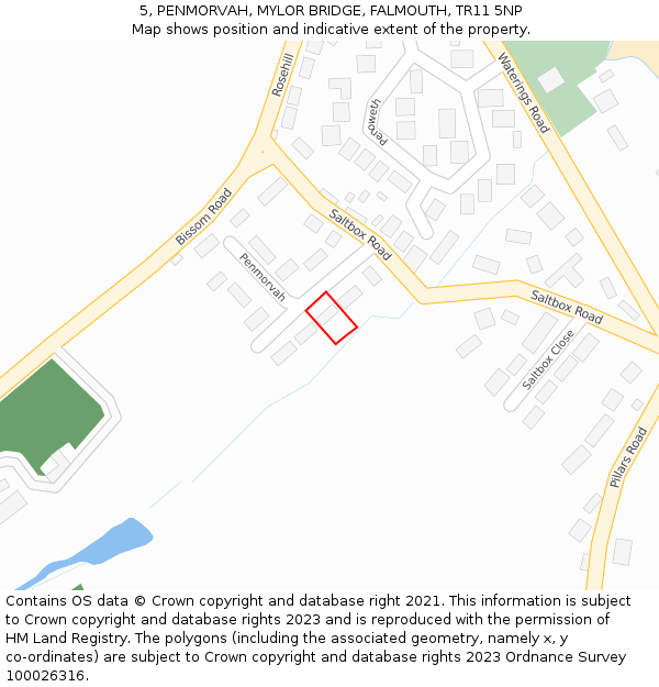 5, PENMORVAH, MYLOR BRIDGE, FALMOUTH, TR11 5NP: Location map and indicative extent of plot