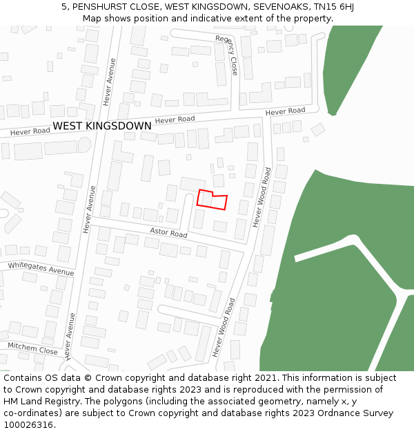 5, PENSHURST CLOSE, WEST KINGSDOWN, SEVENOAKS, TN15 6HJ: Location map and indicative extent of plot
