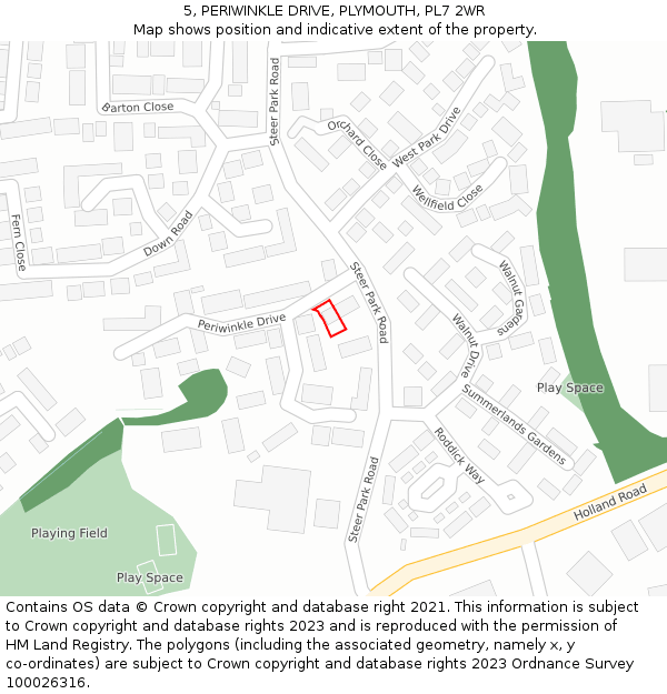 5, PERIWINKLE DRIVE, PLYMOUTH, PL7 2WR: Location map and indicative extent of plot