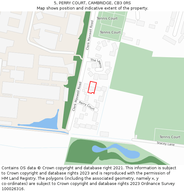 5, PERRY COURT, CAMBRIDGE, CB3 0RS: Location map and indicative extent of plot