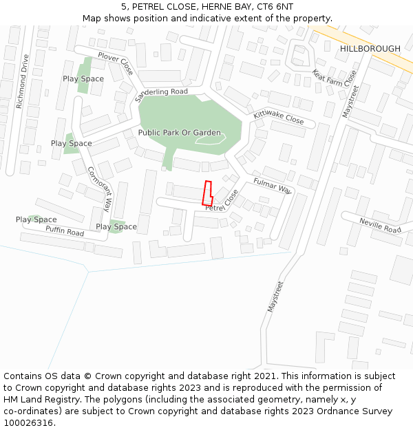 5, PETREL CLOSE, HERNE BAY, CT6 6NT: Location map and indicative extent of plot