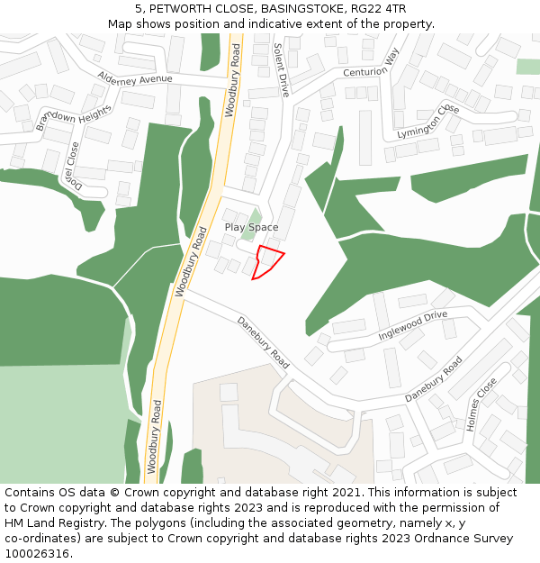 5, PETWORTH CLOSE, BASINGSTOKE, RG22 4TR: Location map and indicative extent of plot