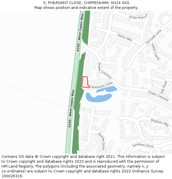 5, PHEASANT CLOSE, CHIPPENHAM, SN14 0XG: Location map and indicative extent of plot