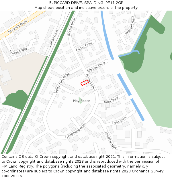 5, PICCARD DRIVE, SPALDING, PE11 2GP: Location map and indicative extent of plot