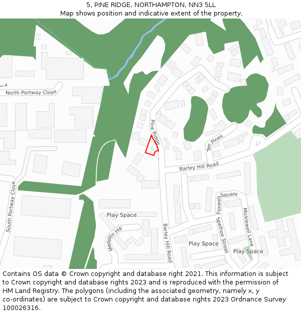 5, PINE RIDGE, NORTHAMPTON, NN3 5LL: Location map and indicative extent of plot