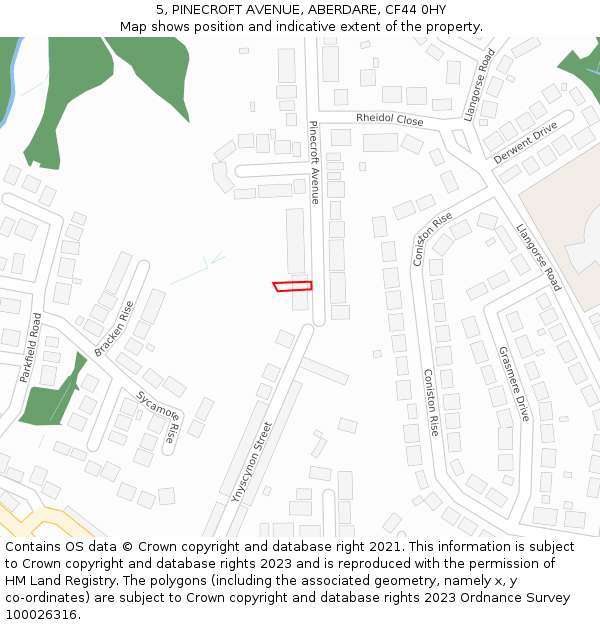 5, PINECROFT AVENUE, ABERDARE, CF44 0HY: Location map and indicative extent of plot