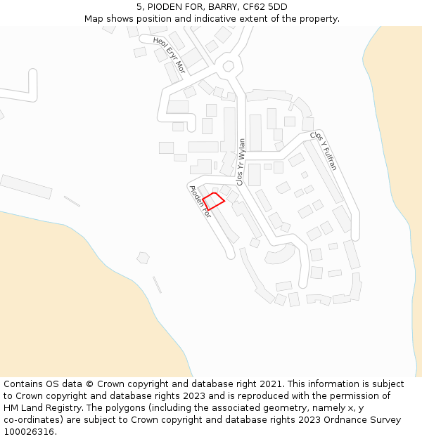 5, PIODEN FOR, BARRY, CF62 5DD: Location map and indicative extent of plot