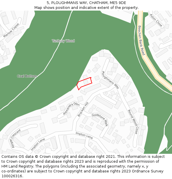 5, PLOUGHMANS WAY, CHATHAM, ME5 9DE: Location map and indicative extent of plot