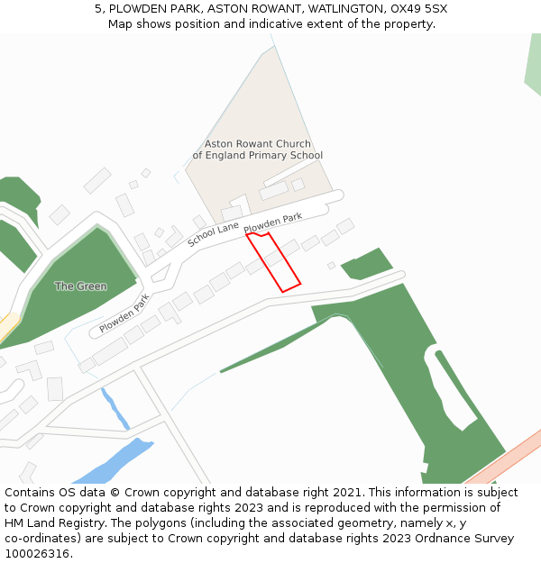 5, PLOWDEN PARK, ASTON ROWANT, WATLINGTON, OX49 5SX: Location map and indicative extent of plot