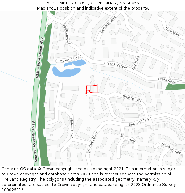 5, PLUMPTON CLOSE, CHIPPENHAM, SN14 0YS: Location map and indicative extent of plot