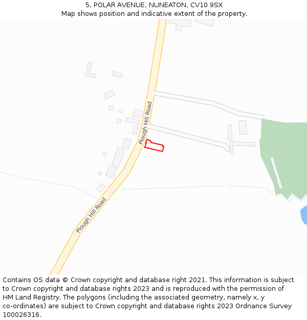 5, POLAR AVENUE, NUNEATON, CV10 9SX: Location map and indicative extent of plot