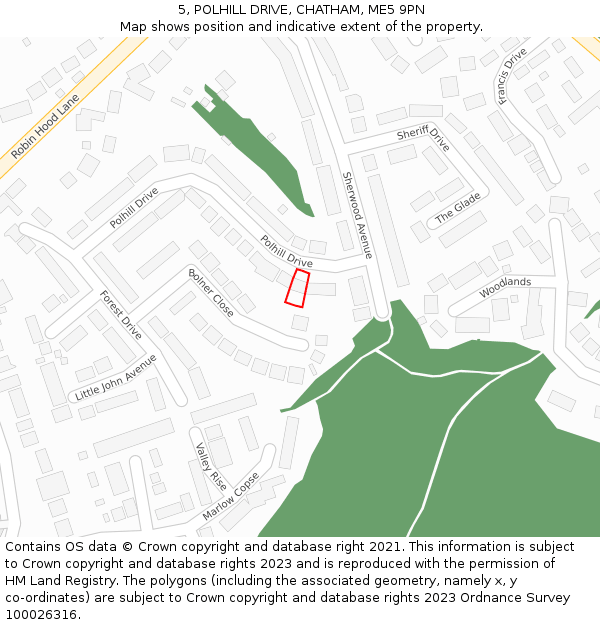 5, POLHILL DRIVE, CHATHAM, ME5 9PN: Location map and indicative extent of plot