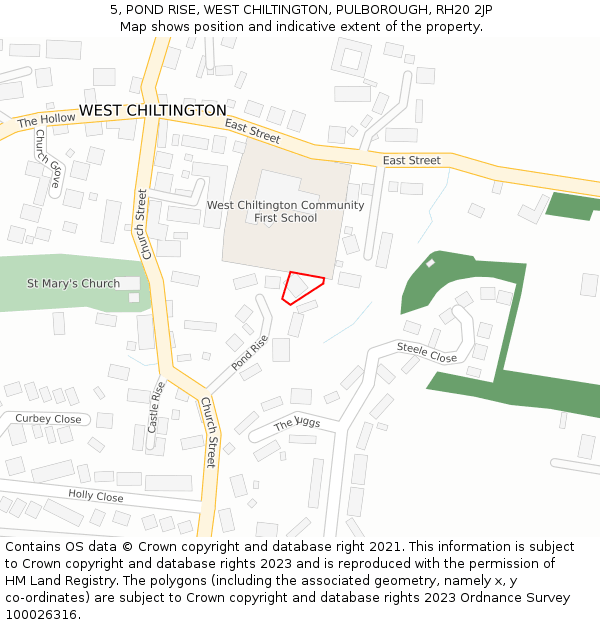 5, POND RISE, WEST CHILTINGTON, PULBOROUGH, RH20 2JP: Location map and indicative extent of plot