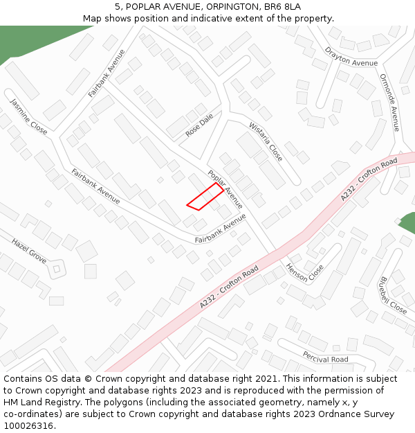 5, POPLAR AVENUE, ORPINGTON, BR6 8LA: Location map and indicative extent of plot