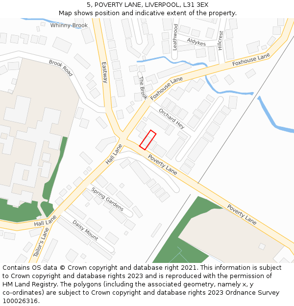 5, POVERTY LANE, LIVERPOOL, L31 3EX: Location map and indicative extent of plot