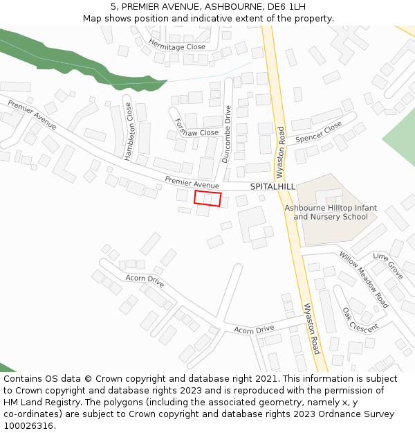 5, PREMIER AVENUE, ASHBOURNE, DE6 1LH: Location map and indicative extent of plot