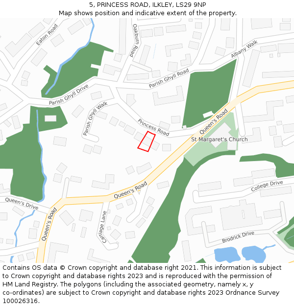 5, PRINCESS ROAD, ILKLEY, LS29 9NP: Location map and indicative extent of plot