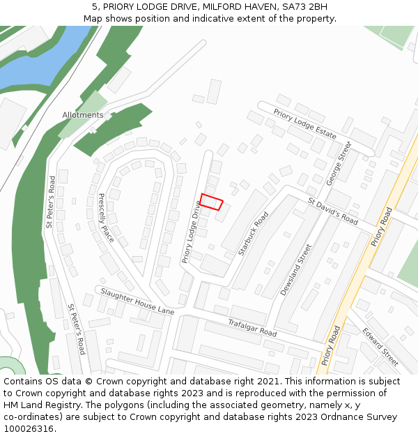 5, PRIORY LODGE DRIVE, MILFORD HAVEN, SA73 2BH: Location map and indicative extent of plot