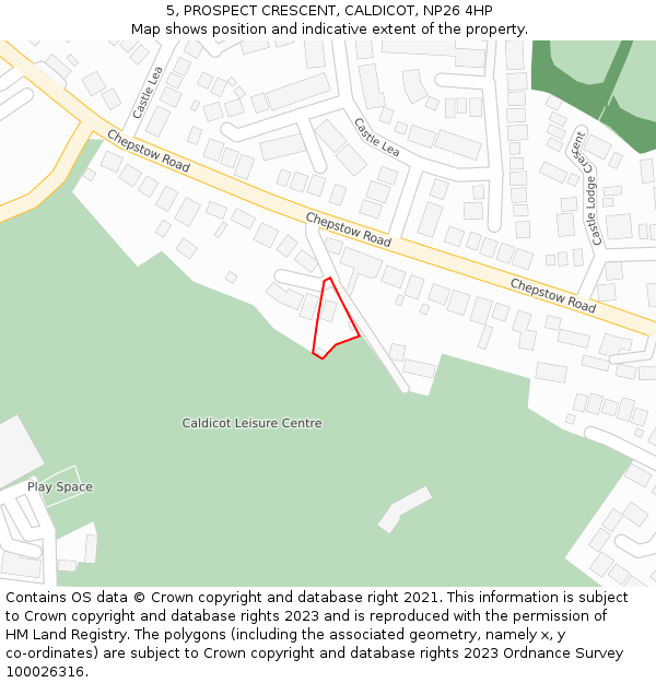 5, PROSPECT CRESCENT, CALDICOT, NP26 4HP: Location map and indicative extent of plot