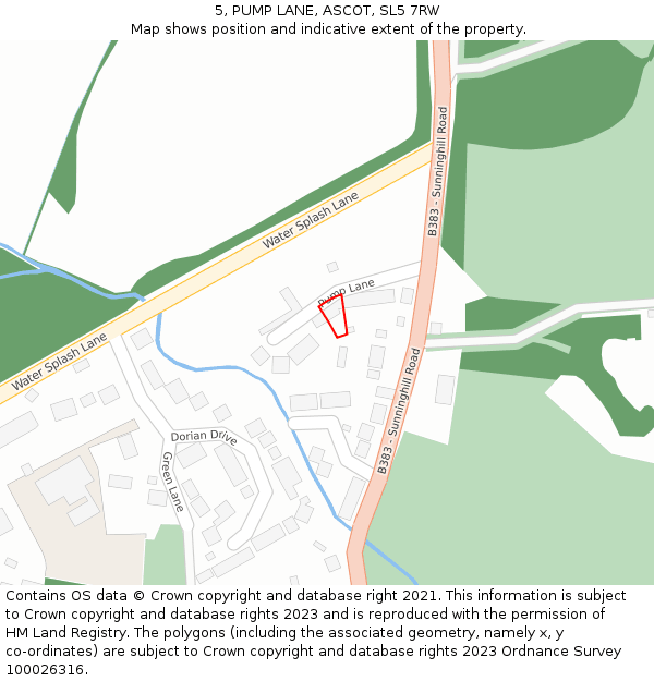 5, PUMP LANE, ASCOT, SL5 7RW: Location map and indicative extent of plot