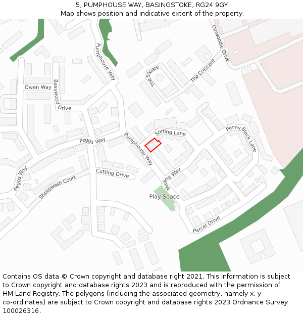 5, PUMPHOUSE WAY, BASINGSTOKE, RG24 9GY: Location map and indicative extent of plot