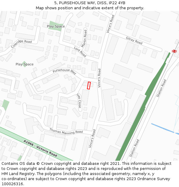 5, PURSEHOUSE WAY, DISS, IP22 4YB: Location map and indicative extent of plot