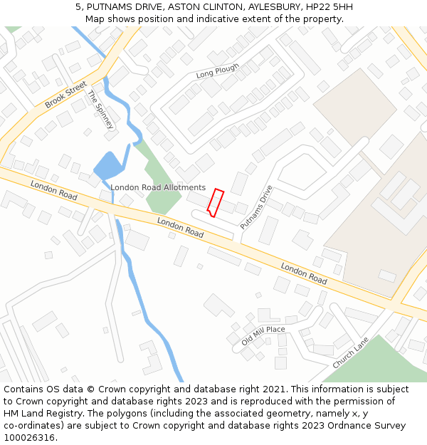 5, PUTNAMS DRIVE, ASTON CLINTON, AYLESBURY, HP22 5HH: Location map and indicative extent of plot