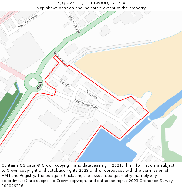 5, QUAYSIDE, FLEETWOOD, FY7 6FX: Location map and indicative extent of plot