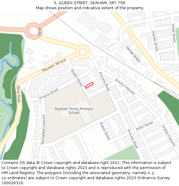 5, QUEEN STREET, SEAHAM, SR7 7SR: Location map and indicative extent of plot