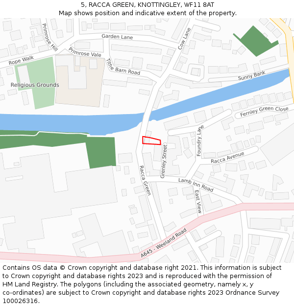 5, RACCA GREEN, KNOTTINGLEY, WF11 8AT: Location map and indicative extent of plot