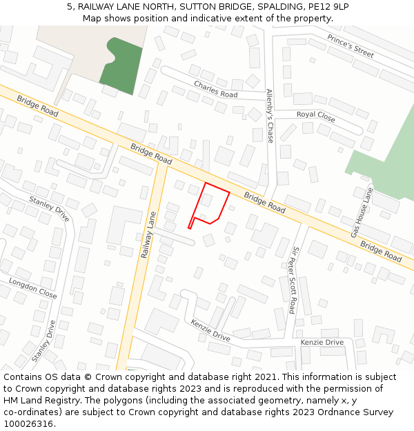 5, RAILWAY LANE NORTH, SUTTON BRIDGE, SPALDING, PE12 9LP: Location map and indicative extent of plot