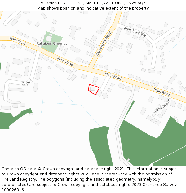 5, RAMSTONE CLOSE, SMEETH, ASHFORD, TN25 6QY: Location map and indicative extent of plot