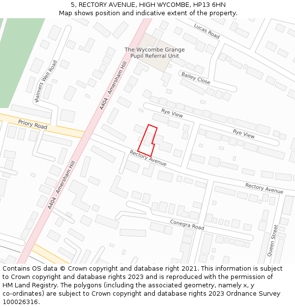 5, RECTORY AVENUE, HIGH WYCOMBE, HP13 6HN: Location map and indicative extent of plot